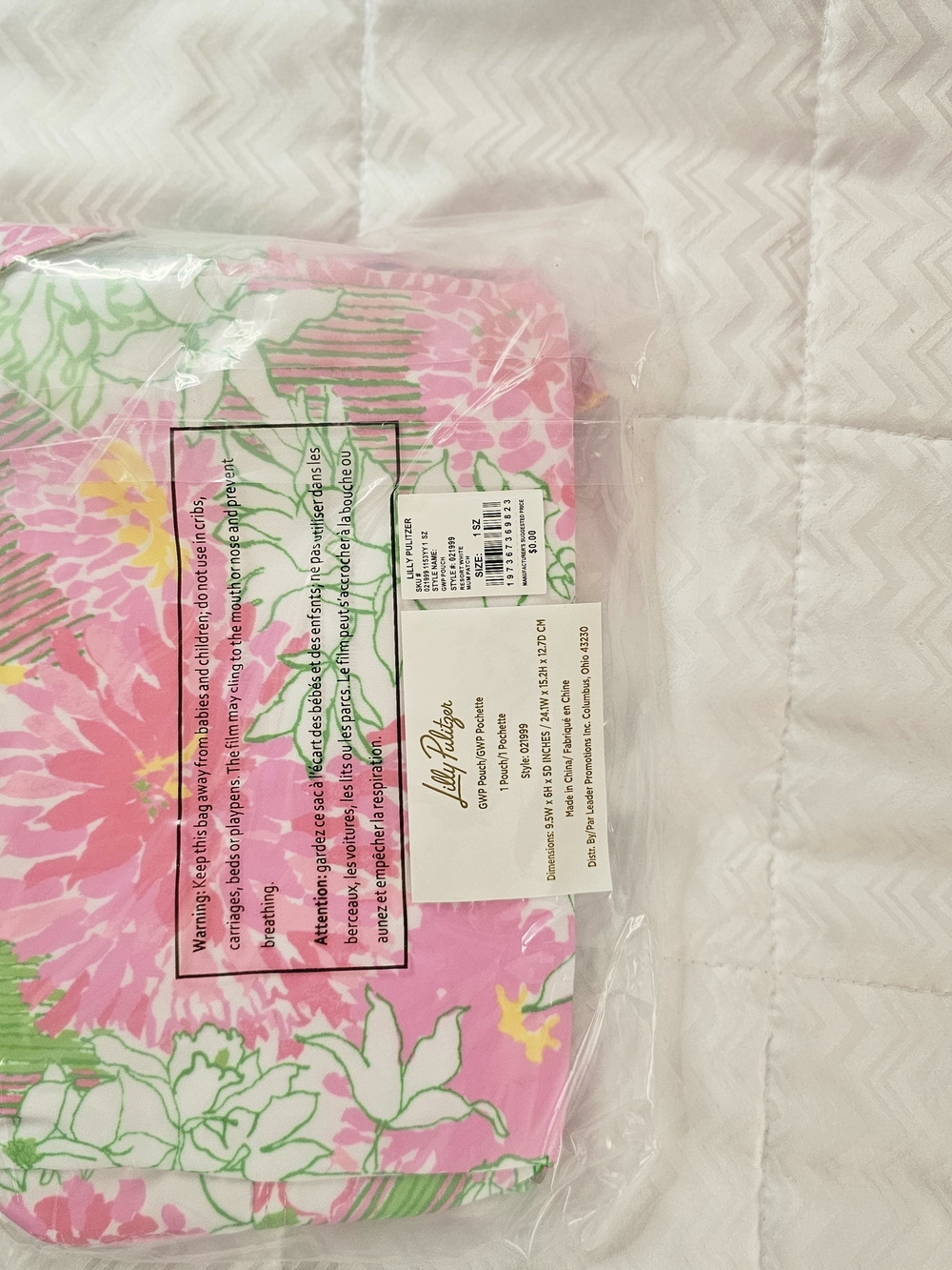 Lilly Pulitzer Pink Floral Cosmetic Pouch with Gold Medallion - Picture 3 of 3